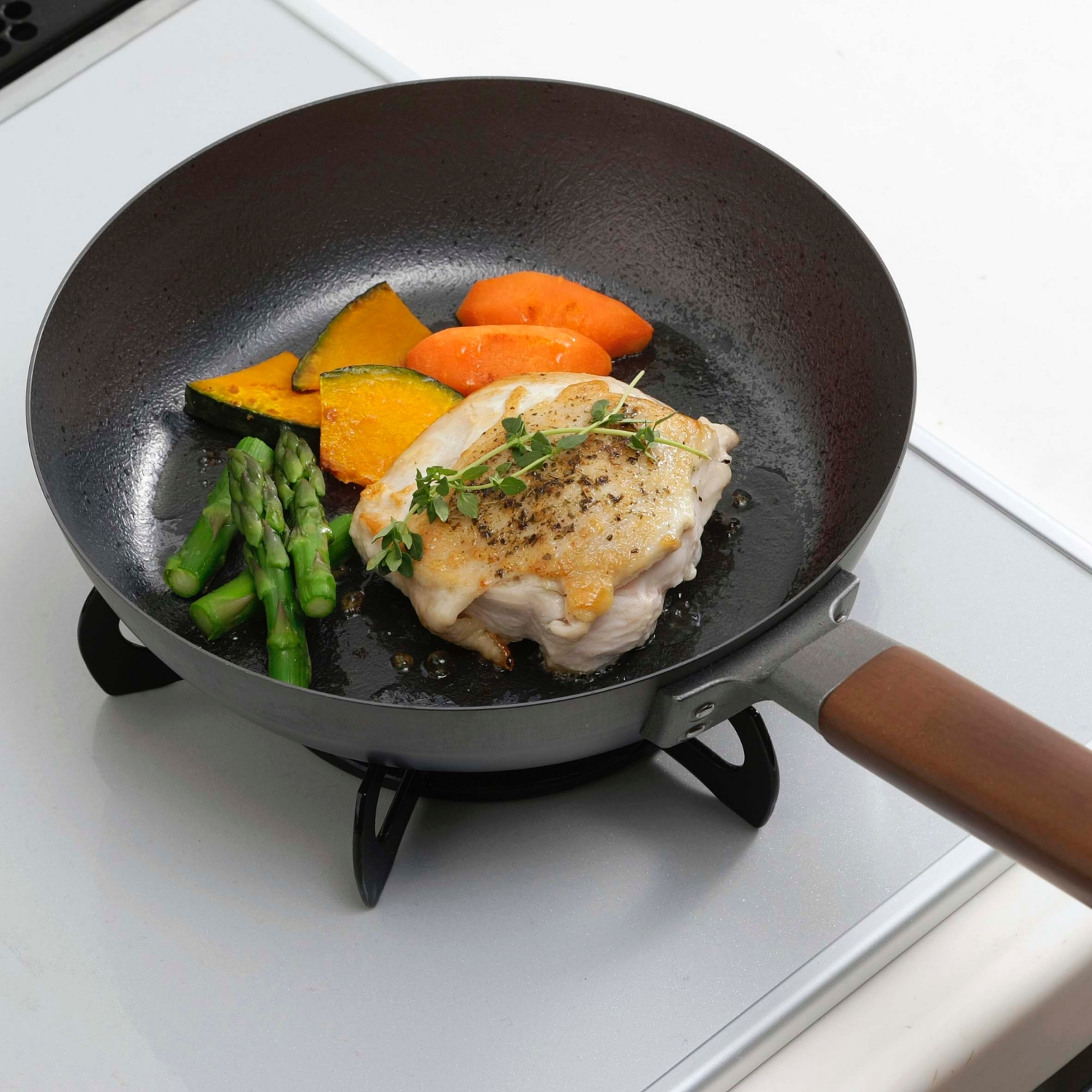 Shimomura Frying Pan, Double-Baked Iron, IH Compatible